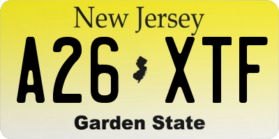 NJ license plate A26XTF