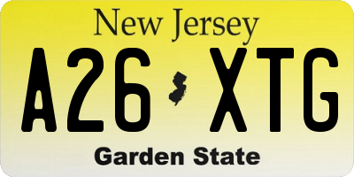NJ license plate A26XTG