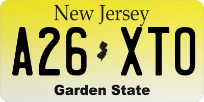 NJ license plate A26XTO