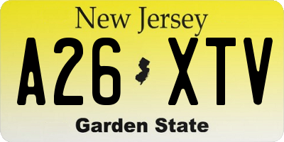 NJ license plate A26XTV