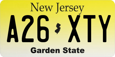NJ license plate A26XTY