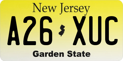 NJ license plate A26XUC