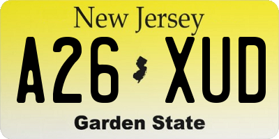 NJ license plate A26XUD