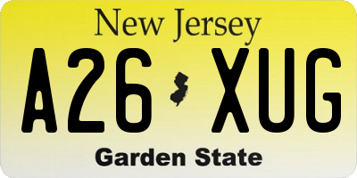 NJ license plate A26XUG