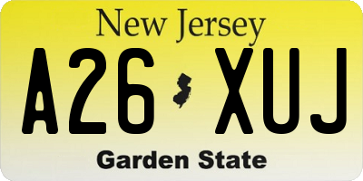 NJ license plate A26XUJ