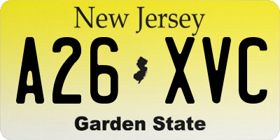 NJ license plate A26XVC