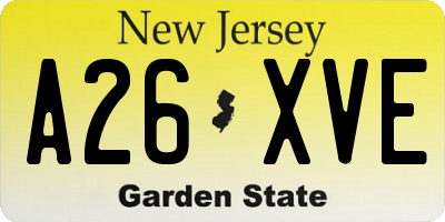 NJ license plate A26XVE
