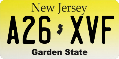 NJ license plate A26XVF