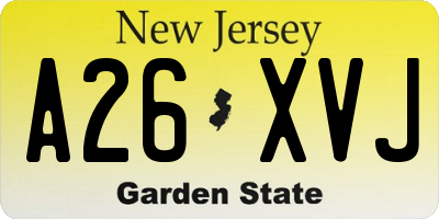 NJ license plate A26XVJ