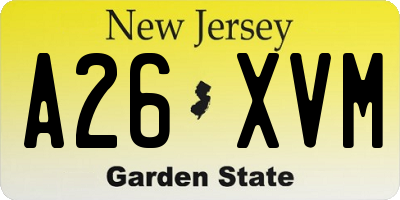 NJ license plate A26XVM
