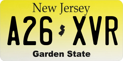 NJ license plate A26XVR