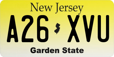 NJ license plate A26XVU