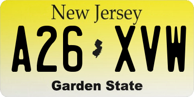 NJ license plate A26XVW