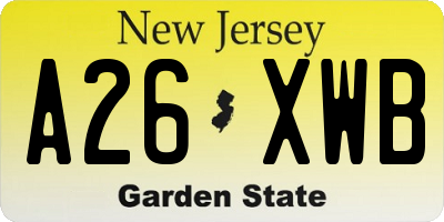 NJ license plate A26XWB
