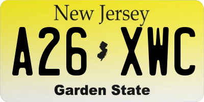 NJ license plate A26XWC