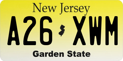 NJ license plate A26XWM