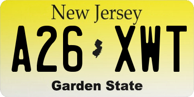 NJ license plate A26XWT