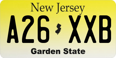 NJ license plate A26XXB