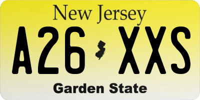NJ license plate A26XXS