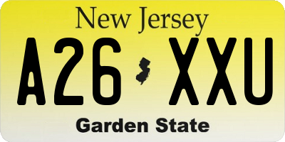NJ license plate A26XXU