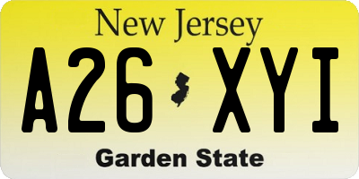 NJ license plate A26XYI