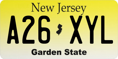 NJ license plate A26XYL