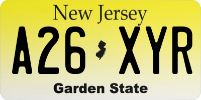 NJ license plate A26XYR