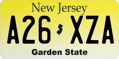NJ license plate A26XZA