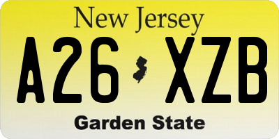 NJ license plate A26XZB