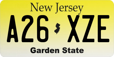 NJ license plate A26XZE