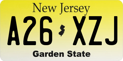 NJ license plate A26XZJ