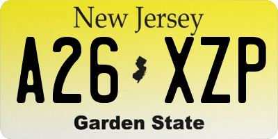 NJ license plate A26XZP