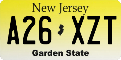 NJ license plate A26XZT
