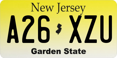 NJ license plate A26XZU