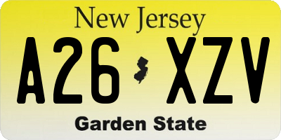 NJ license plate A26XZV