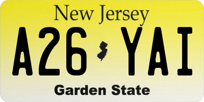 NJ license plate A26YAI