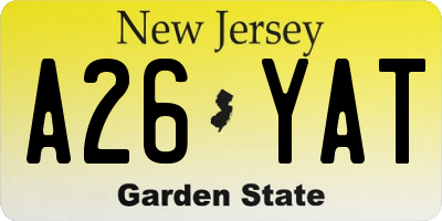 NJ license plate A26YAT