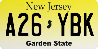NJ license plate A26YBK