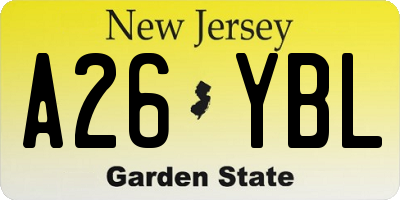 NJ license plate A26YBL
