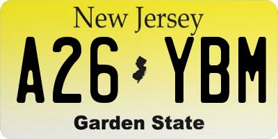 NJ license plate A26YBM