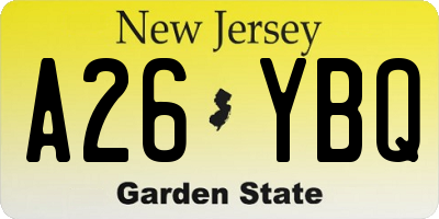 NJ license plate A26YBQ