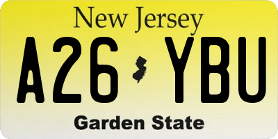 NJ license plate A26YBU