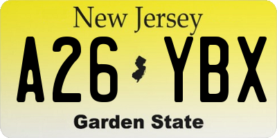 NJ license plate A26YBX
