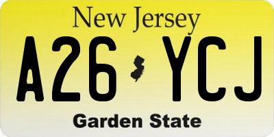 NJ license plate A26YCJ