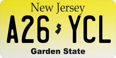 NJ license plate A26YCL