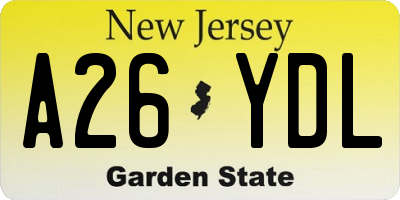 NJ license plate A26YDL