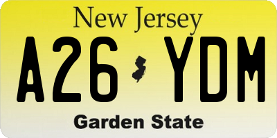 NJ license plate A26YDM