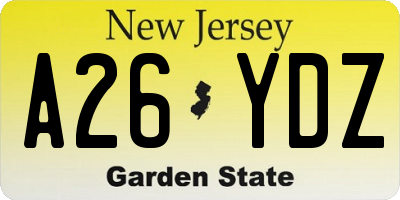NJ license plate A26YDZ