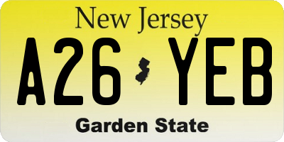 NJ license plate A26YEB