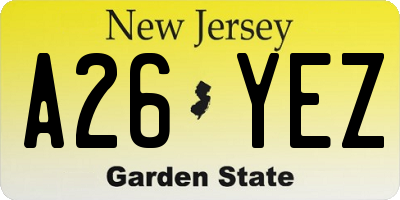 NJ license plate A26YEZ